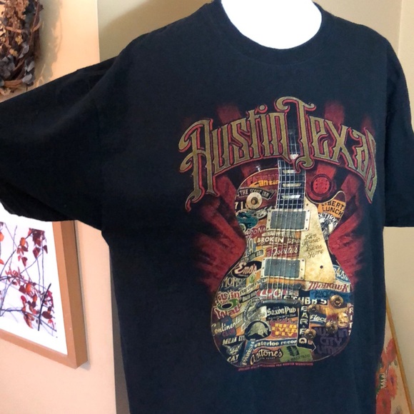 AUSTIN TEXAS size XL GUITAR County Music Logo Classic Music Joints Dive-Bars - Picture 3 of 9
